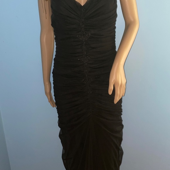 Cecelia De Bucourt Shirred Black Mesh Gown-NOS - Picture 7 of 9
